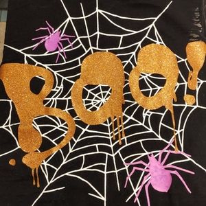 BOO! Halloween black burn out tee sz L